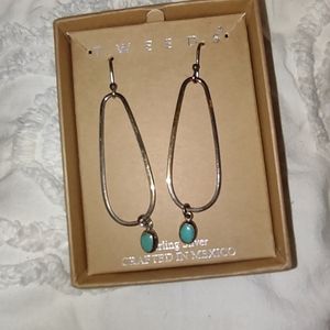 Beautiful Statement SS Oval Turquoise Earrings